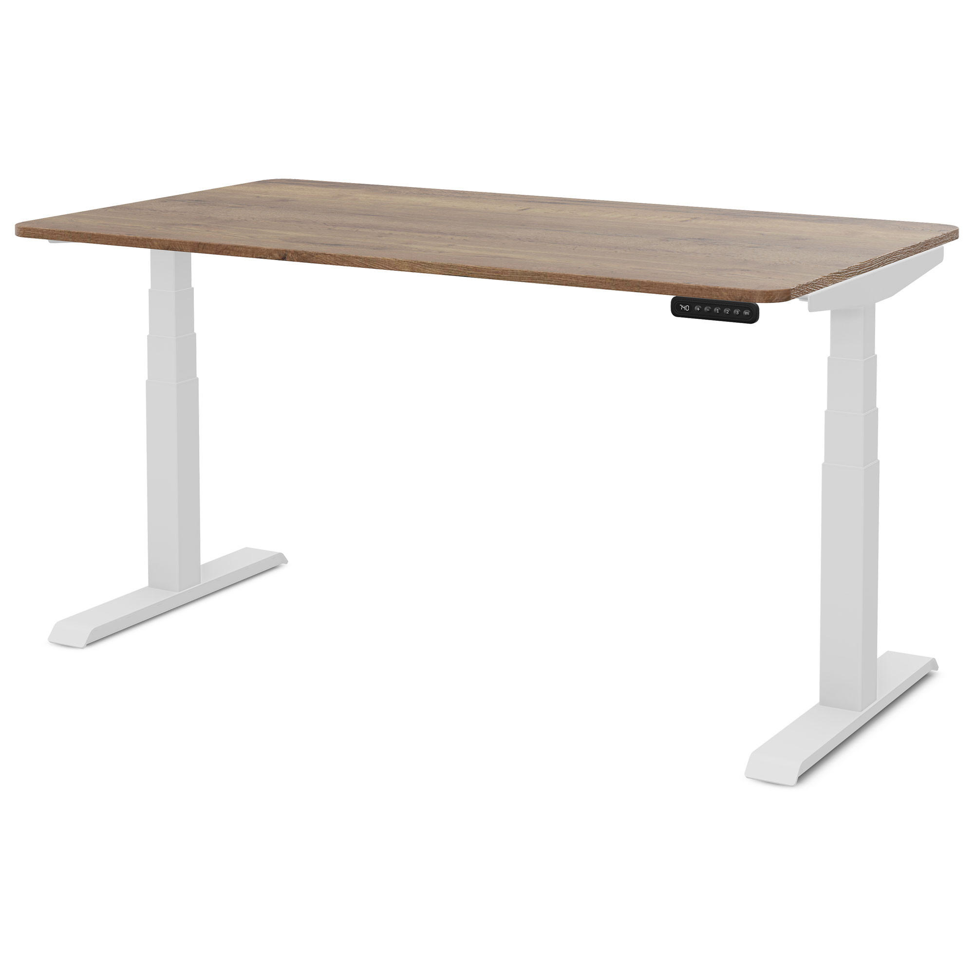 SCHREIBTISCH Elektrisch Höhenverstellbarer Familien Schreibtisch Pitino Curved Eiche Tabak Signalweiß 120/80/52.5-121cm - Eiche Wotan/Weiß, Holzwerkstoff/Metall (80/120/121cm) - ASSMANN
