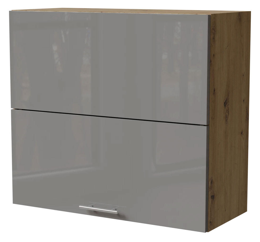 KÜCHENHÄNGESCHRANK Essen W8B/80-AV Grau Hochglanz / Eiche Artisan Matt 80 / 32,5 / 72cm - Eiche Artisan/Grau, Holz/Holzwerkstoff (80/72/32.5cm) - Feldmann-Wohnen