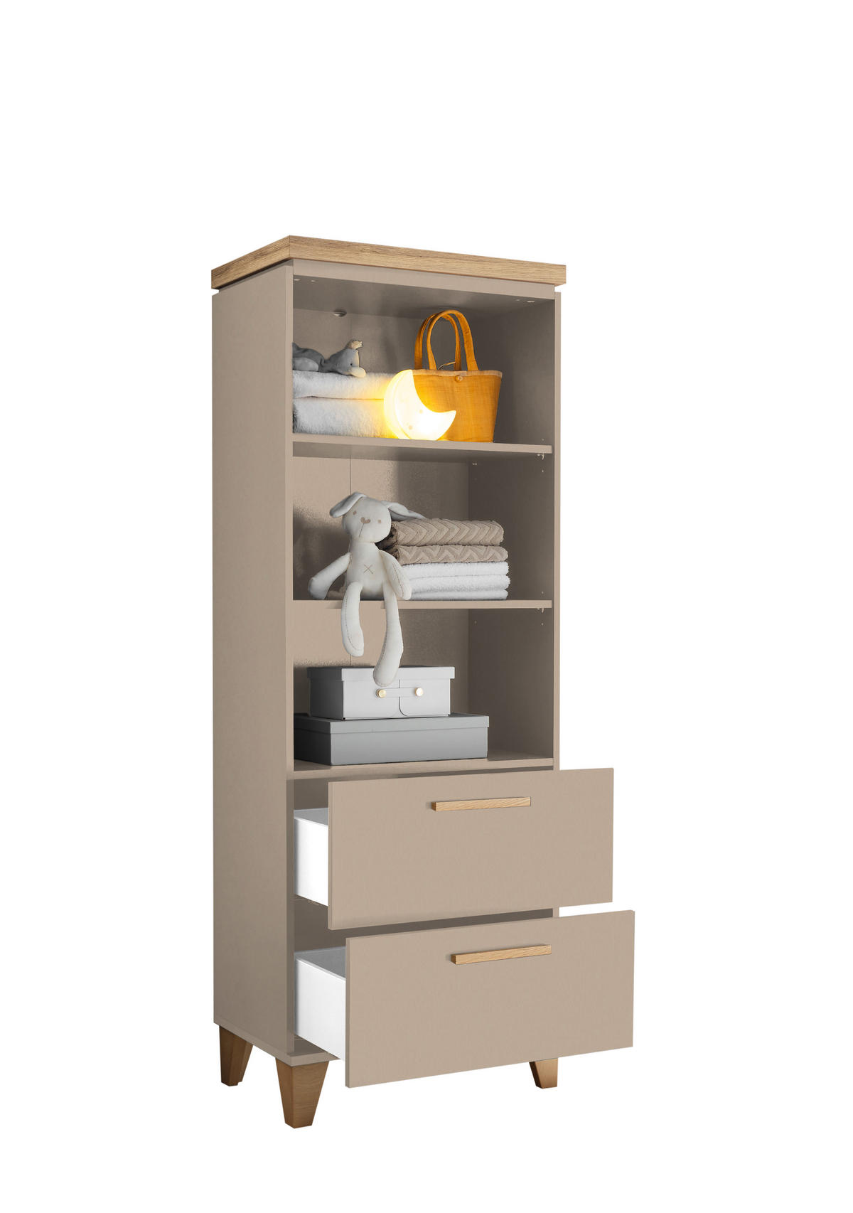 BABYZIMMER Hilda 5 teilig in Kaschmir und Mauvella Oak - Kinderzimmer Komplett Set - Beige, Holzwerkstoff (80/200/120cm)