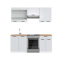 KÜCHENZEILE Fame-Line Weiß Landhaus/Weiß 200 cm, AP Eiche - Creme/Weiß, Holzwerkstoff (200/81.6/60cm) - Vicco