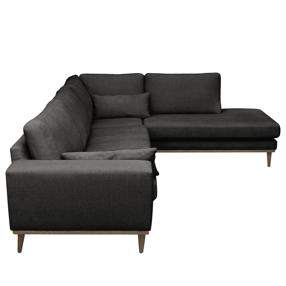 ECKSOFA mit Ottomane - Eichefarben/Schwarz, Eichenholz/Textil (287/219cm) - home24