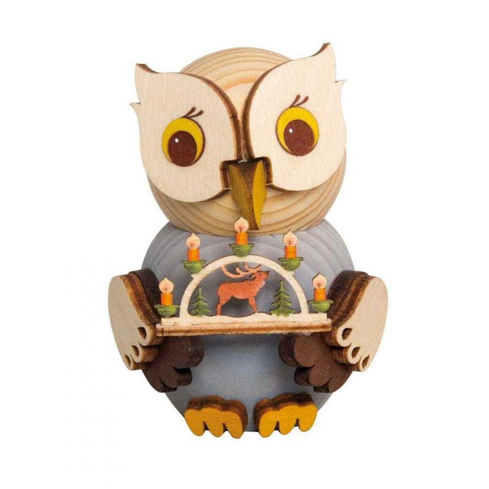 DEKOFIGUR Holzfigur Minieule mit Schwibbogen 7cm - Multicolor, Holz (5/7/5cm)