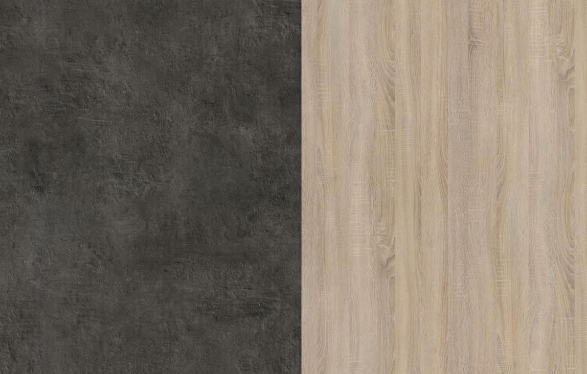 KÜCHEN-SET Eiche, grau, 3-teilig mit Buffet, Kücheninsel und Schrank - Eichefarben/Schwarz, Holzwerkstoff/Kunststoff (284/184/80cm) - Parisot Meuble