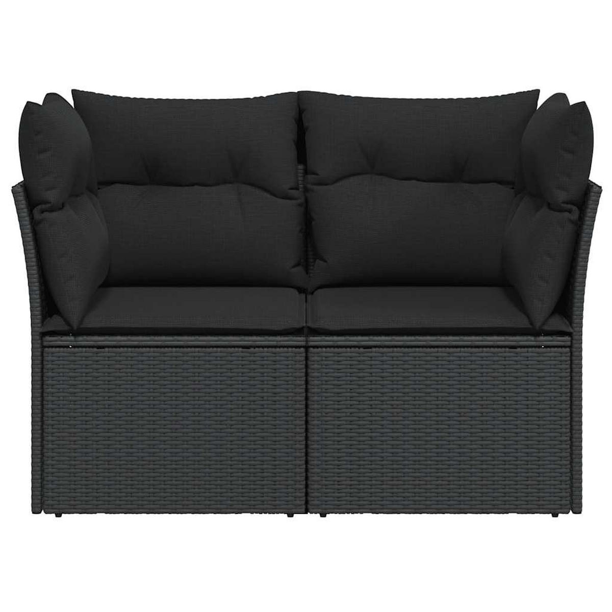 LOUNGESOFA mit Kissen und Armlehnen, 2-Sitzer, 124/62/69 cm, aus Poly Rattan, Schwarz - Schwarz, Kunststoff (62/69/124cm) - vidaXL