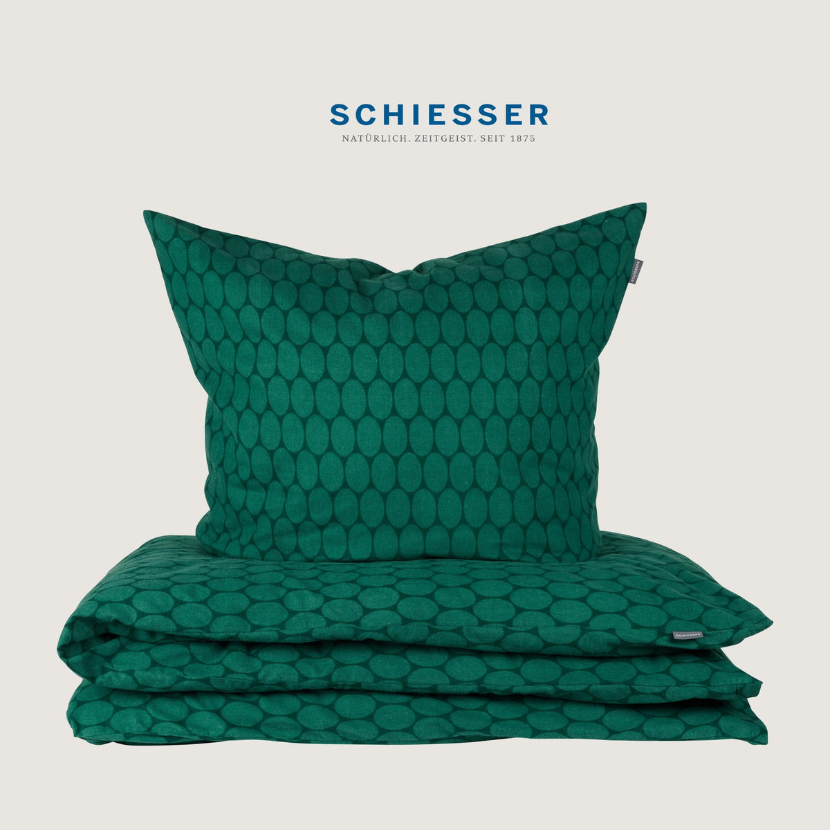 BETTWÄSCHESET Drops - Feinbiber - 2-teilig - 135 x 200 cm - Smaragd - Smaragdgrün, Textil (135/200cm) - SCHIESSER