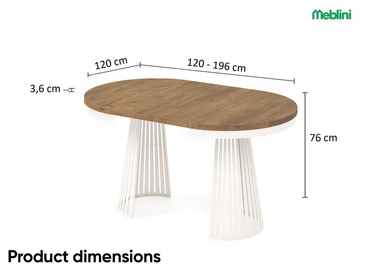 ESSTISCH Cone Bis - Kaschmir/Beige, Holzwerkstoff/Metall (120/120/76cm) - Meblini