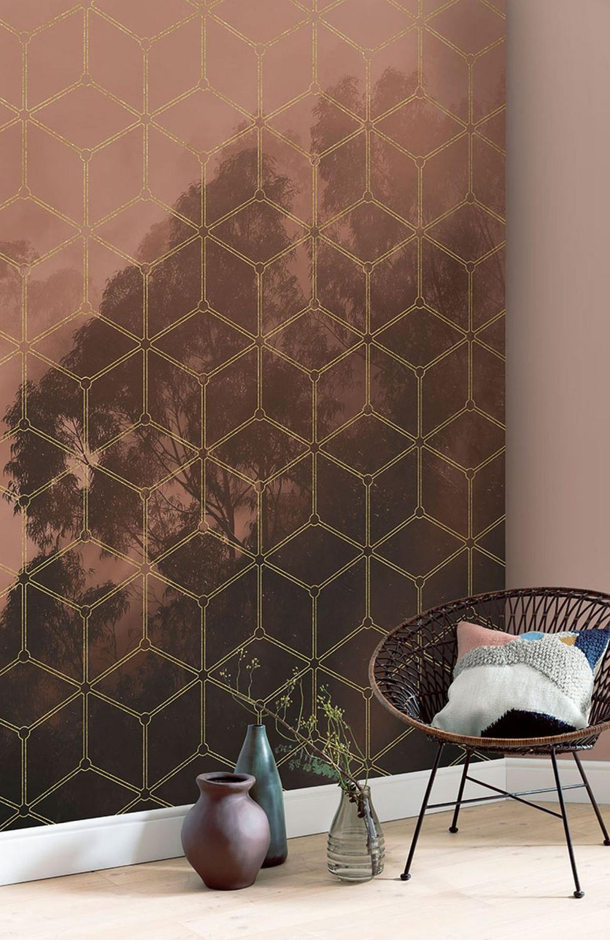 FOTOTAPETE Hexagon 200 x 250 cm - Terracotta, Papier (200/250cm) - Sanders & Sanders