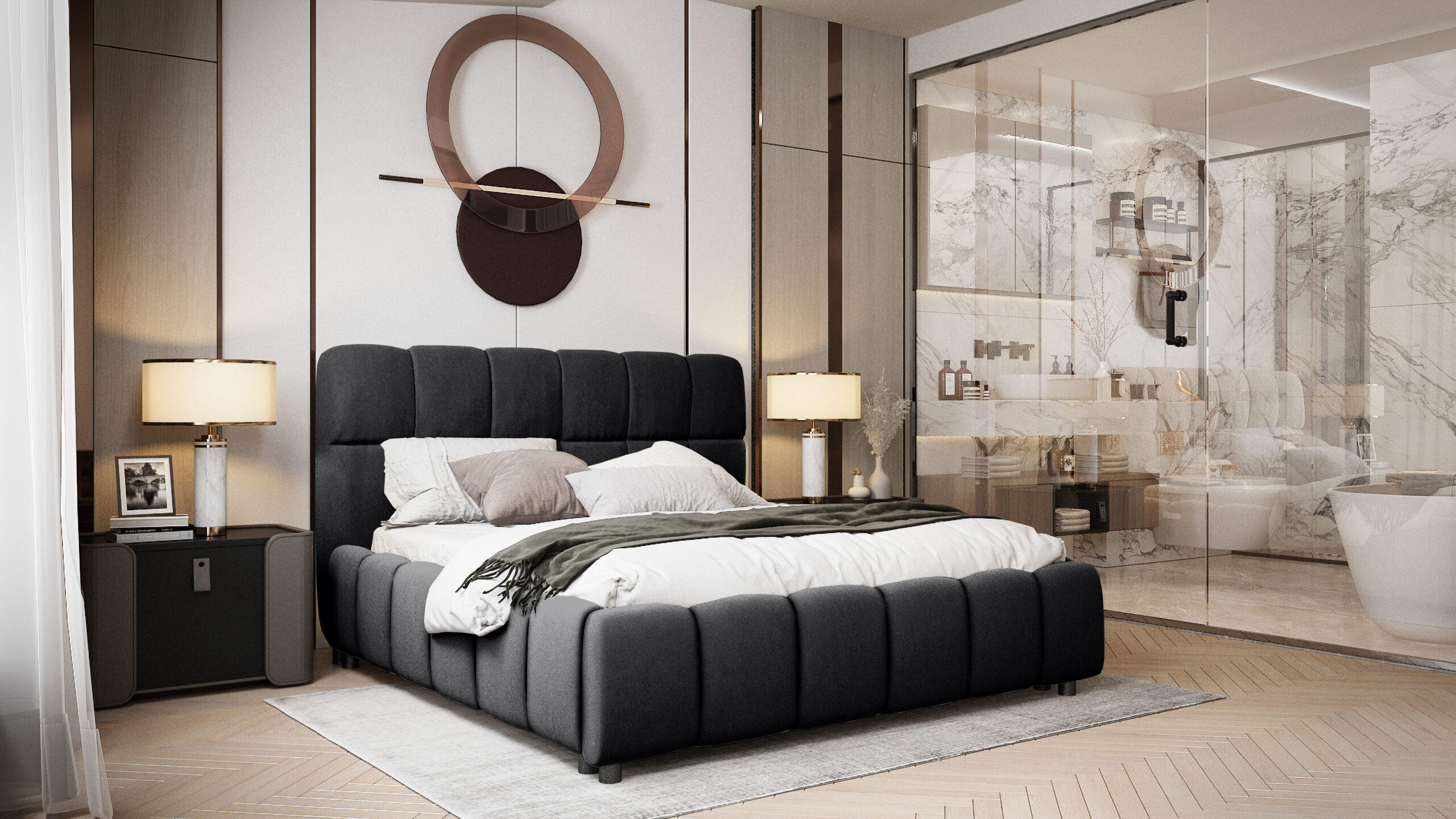 POLSTERBETT Egeris 160x200 cm, Schwarz - Schwarz, Textil (160/200cm) - Fedve
