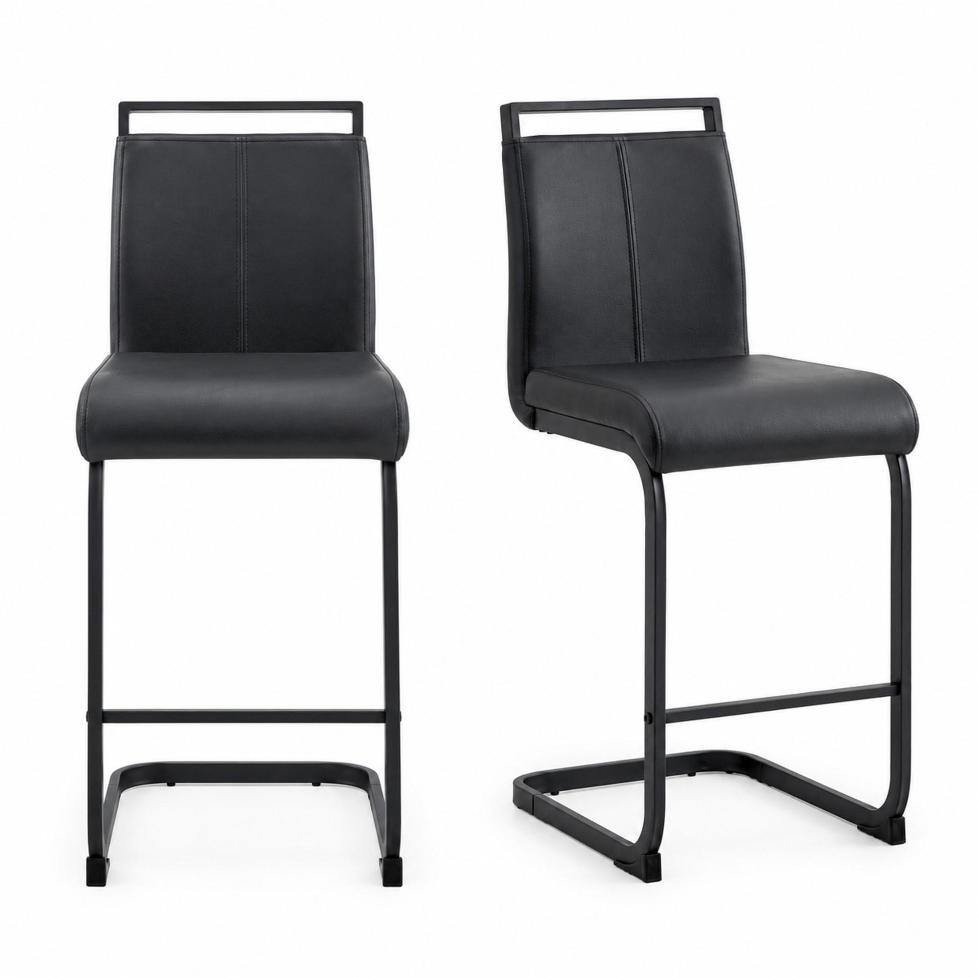 BARHOCKER 2er-Set Schwarz mit Fußstütze - Schwarz, Metall (46.5/96.5/39cm) - MIVRAY