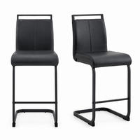 BARHOCKER 2er-Set Schwarz mit Fußstütze - Schwarz, Metall (46.5/96.5/39cm) - MIVRAY