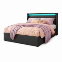 POLSTERBETT 140/200 cm in Grau mit Bettkasten und LED PU - Grau, Holzwerkstoff/Textil (140/200cm) - CHICFURN