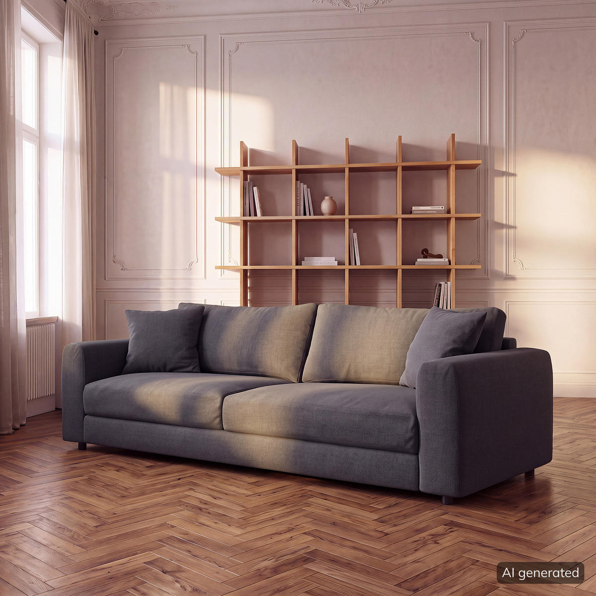 3-SITZER SOFA - Schwarz/Grau, Holz/Kunststoff (238/79/106cm) - home24