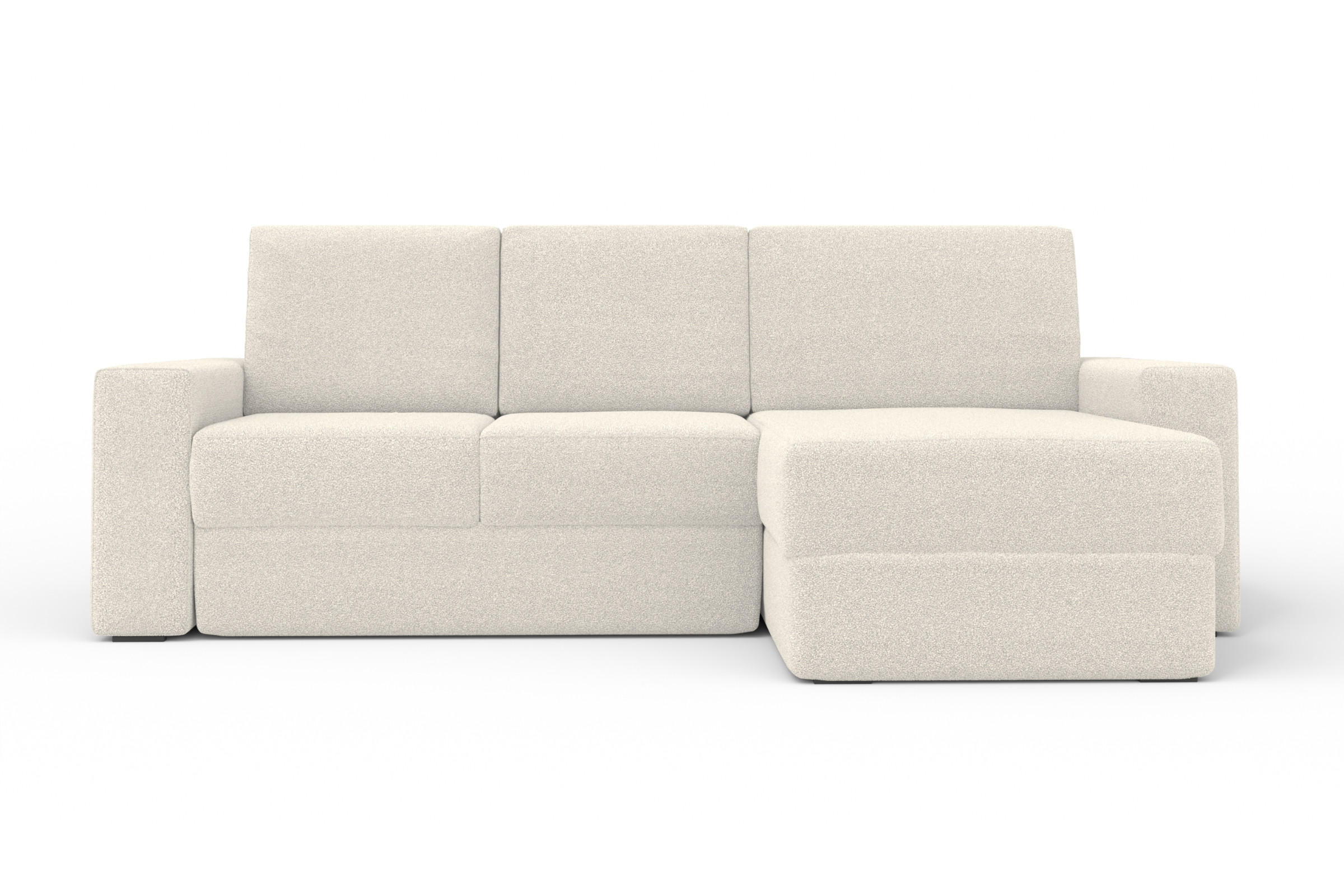 ECKSOFA TOCO L 240x145 cm in Boucle Ecru rechts - Hellgrau, Holz/Holzwerkstoff (240/145cm) - Deine Möbel 24