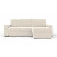ECKSOFA TOCO L 240x145 cm in Boucle Ecru rechts - Hellgrau, Holz/Holzwerkstoff (240/145cm) - Deine Möbel 24