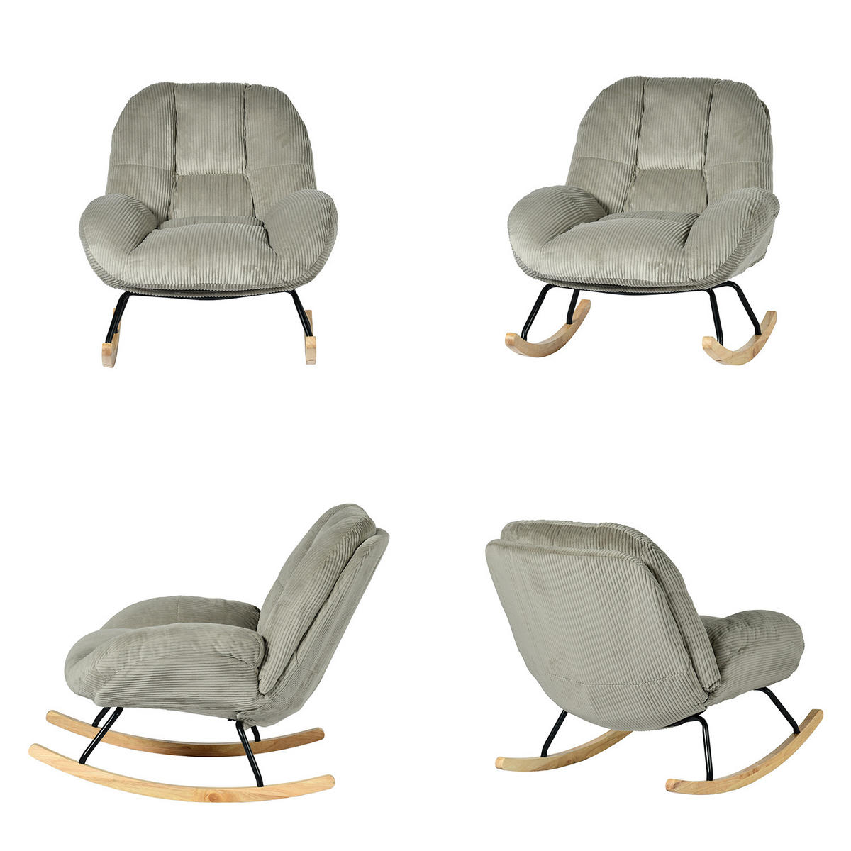 SCHAUKELSTUHL Relaxsessel Gepolstert Mit Cord-Bezug In Beige - Beige, Textil (79/84/111cm) - Meubles Cosy