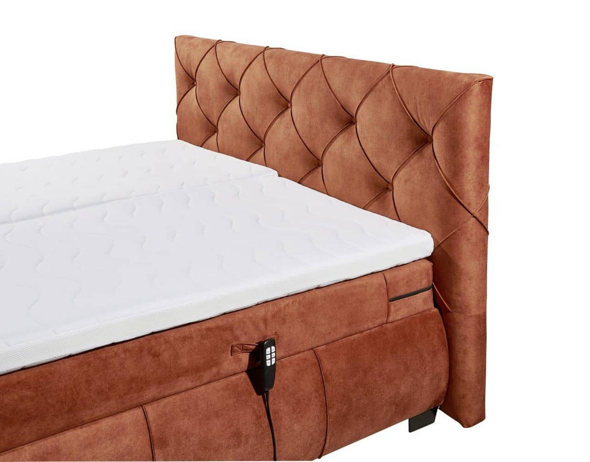 BOXSPRINGBETT 180x200 inkl. Elektrofunktion, Topper und Matratze - Schieferfarben/Rostfarben, Holz/Holzwerkstoff (180/200cm) - ed exciting design