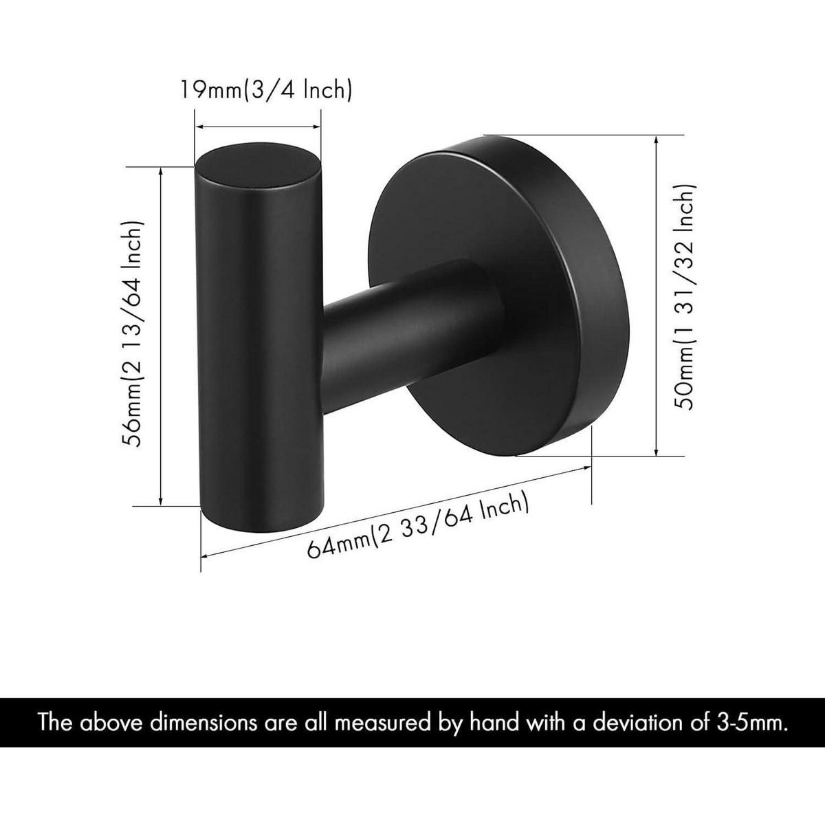 HANDTUCHHAKEN 4-teiliges Set Schwarz Matt - Schwarz, Metall (13.7/5.8/16.3cm)