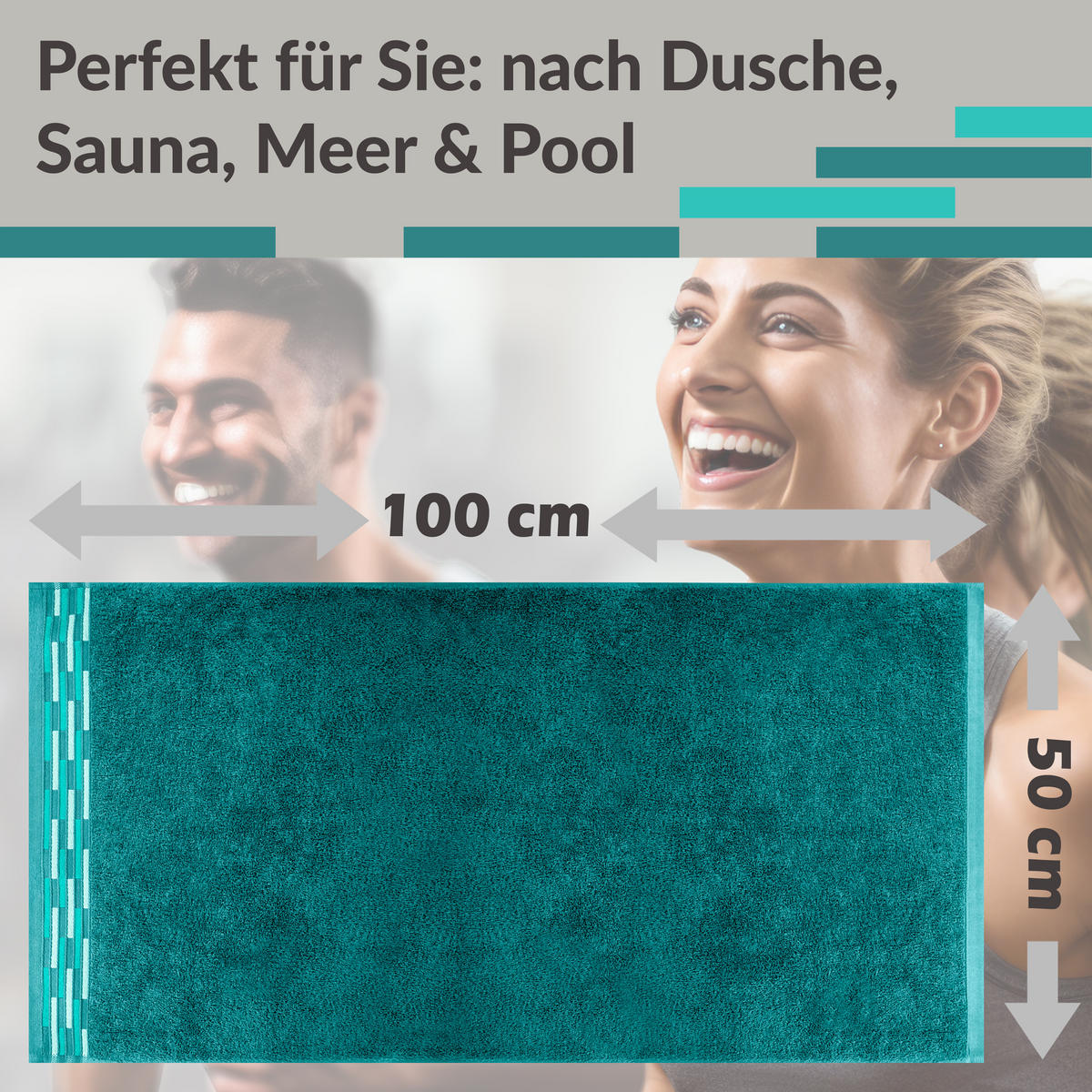 HANDTUCH Lugano Opal Grün 50x100 cm - Opal, Textil (50/100cm) - Lashuma
