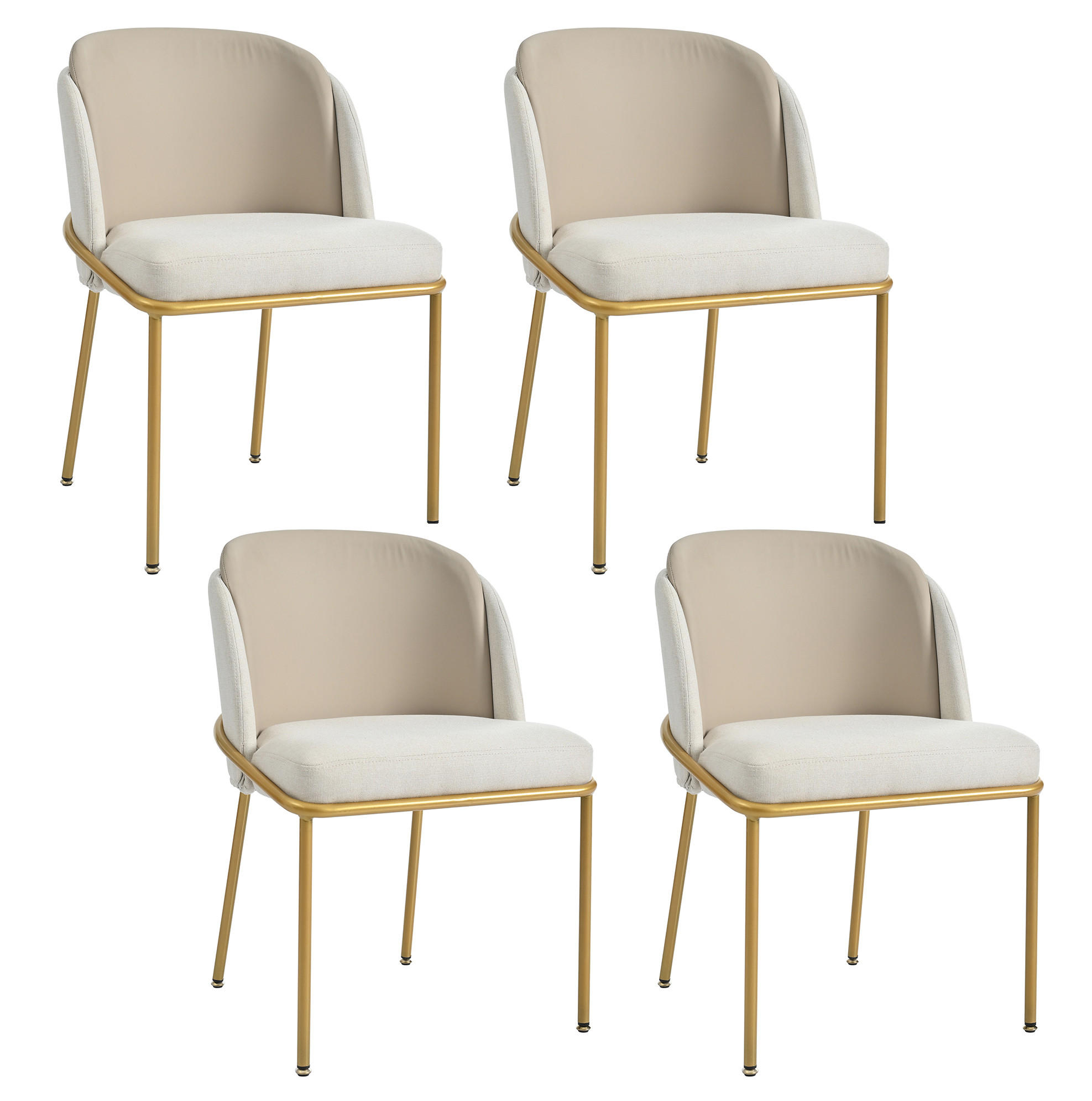 STUHL 4er-Set mit verstellbaren Füßen Sitzfläche 44,5x50,8 cm Beige - Beige, Metall (55/85/55.2cm) - Meubliv