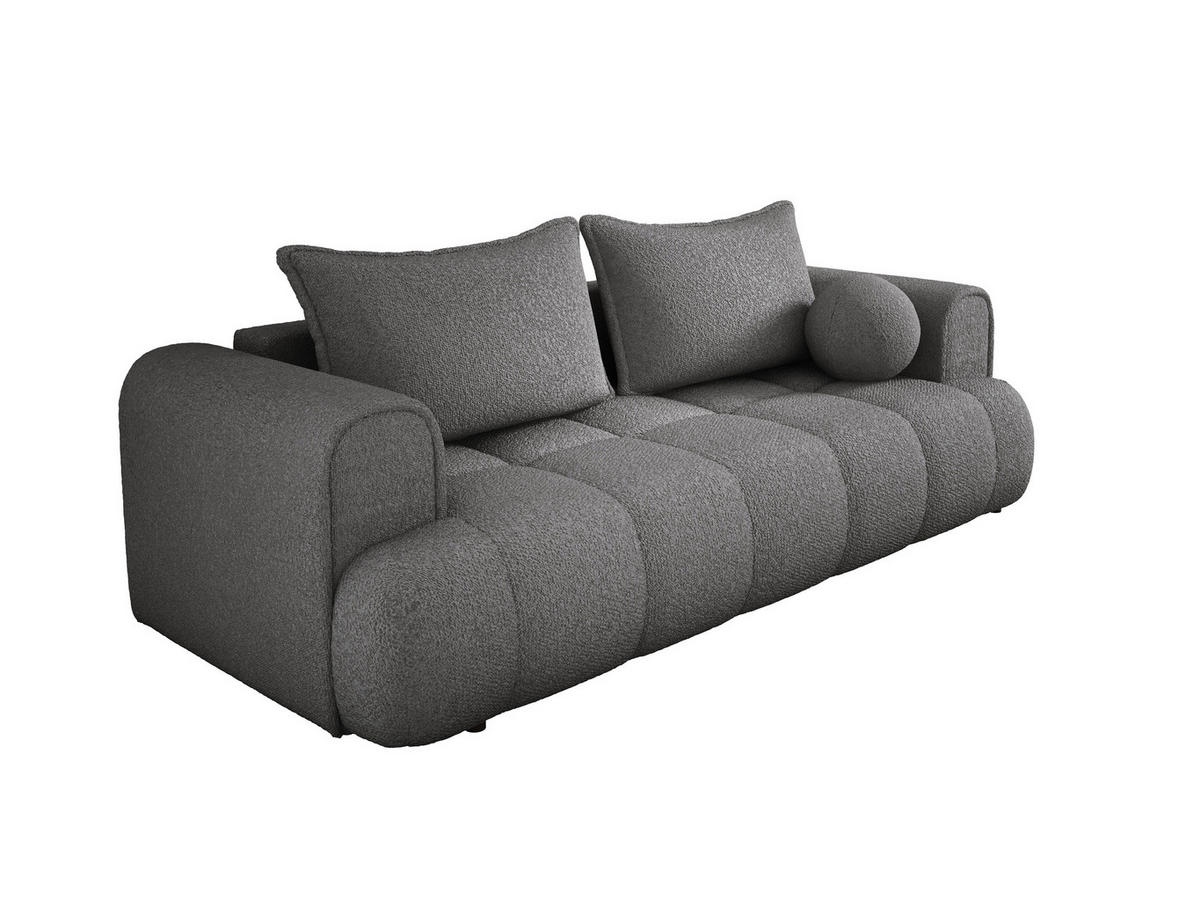 SOFA COCO SCHLAFSOFA mit Bettfunktion, Anthology Stoffbezug, 2-Sitzer, freistehend, Größe: 250x105x90 cm, Grau - Schieferfarben, Holz/Textil (250/90/105cm) - DomoHome
