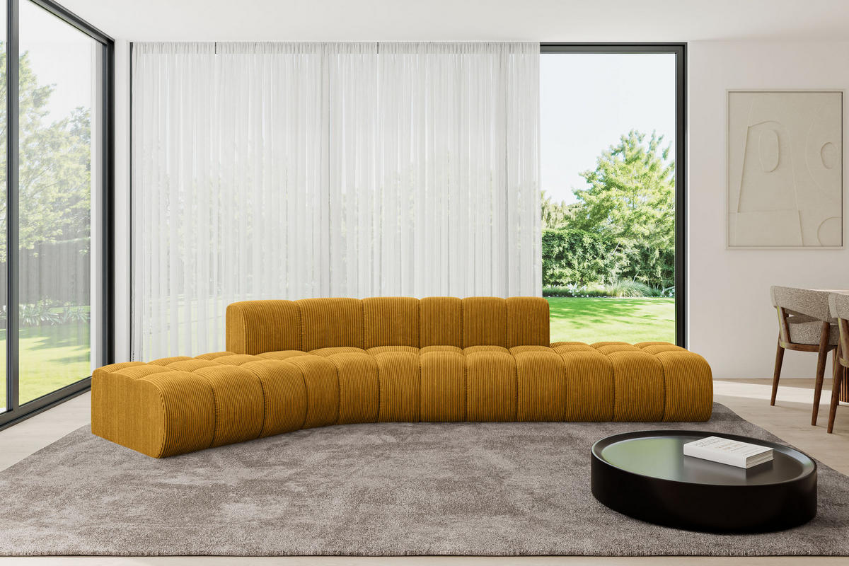 ECKSOFA modulares Sofa Solven-L1 - 380x174x70 cm Senfgelb - Currygelb, Holzwerkstoff/Textil (380/174cm) - ALTDECOR