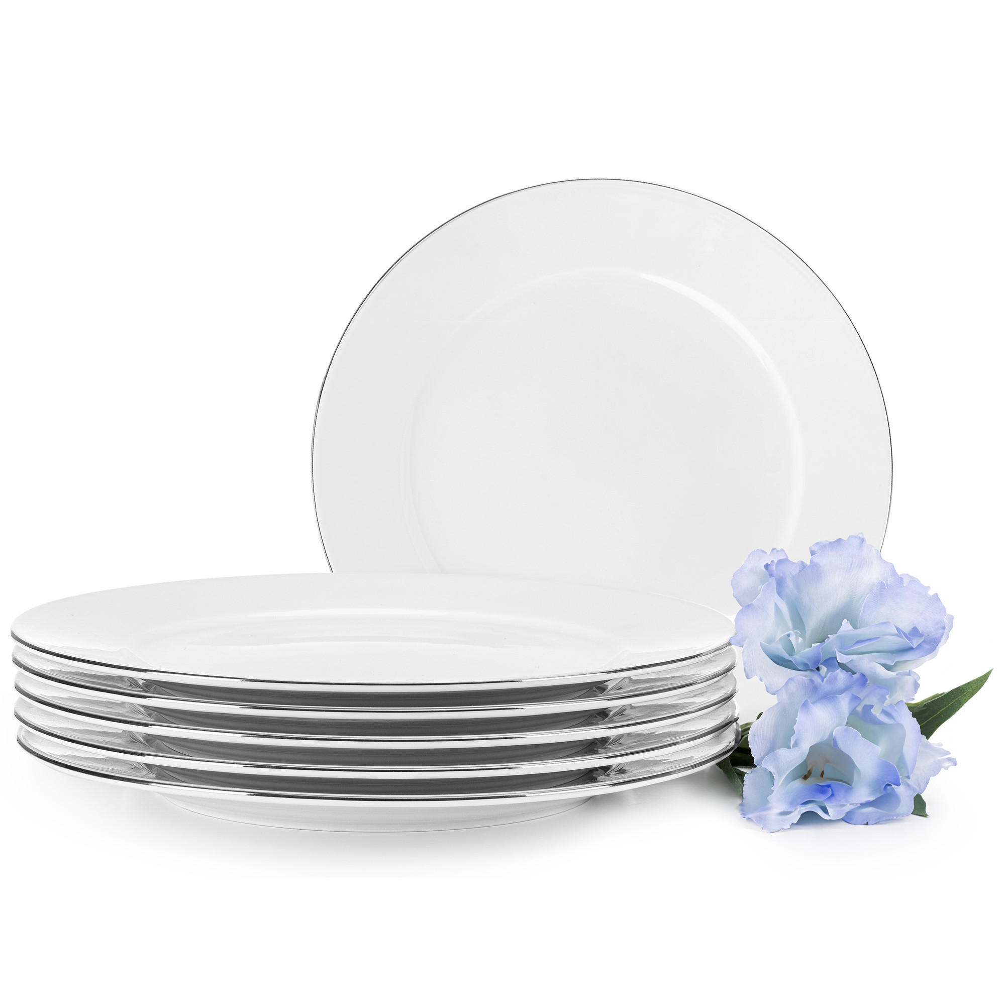 SPEISETELLER-SET MUSCARI 6-tlg, Porzellan - Platinfarben, Keramik (27cm) - KONSIMO®