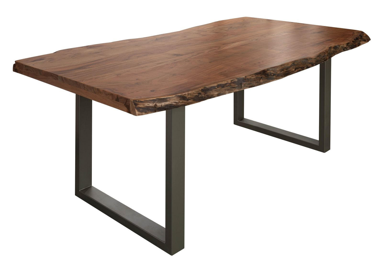 BAUMTISCH Akazie 160x90x77 natur lackiert / U-Beine silber matt FREEFORM 5 - Naturfarben, Holz (160/90/77cm) - Massivmoebel24