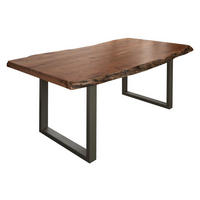 BAUMTISCH Akazie 160x90x77 natur lackiert / U-Beine silber matt FREEFORM 5 - Naturfarben, Holz (160/90/77cm) - Massivmoebel24