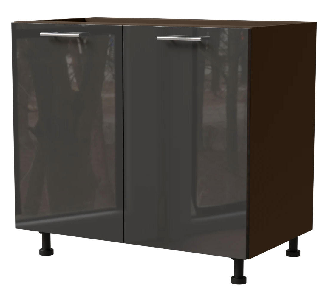 KÜCHENUNTERSCHRANK Essen D11/90 Graphit Hochglanz / Lava Matt 90 / 50 / 82cm - Dunkelgrau/Graphitfarben, Holz/Holzwerkstoff (90/82/50cm) - Feldmann-Wohnen