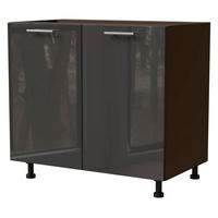 KÜCHENUNTERSCHRANK Essen D11/90 Graphit Hochglanz / Lava Matt 90 / 50 / 82cm - Dunkelgrau/Graphitfarben, Holz/Holzwerkstoff (90/82/50cm) - Feldmann-Wohnen