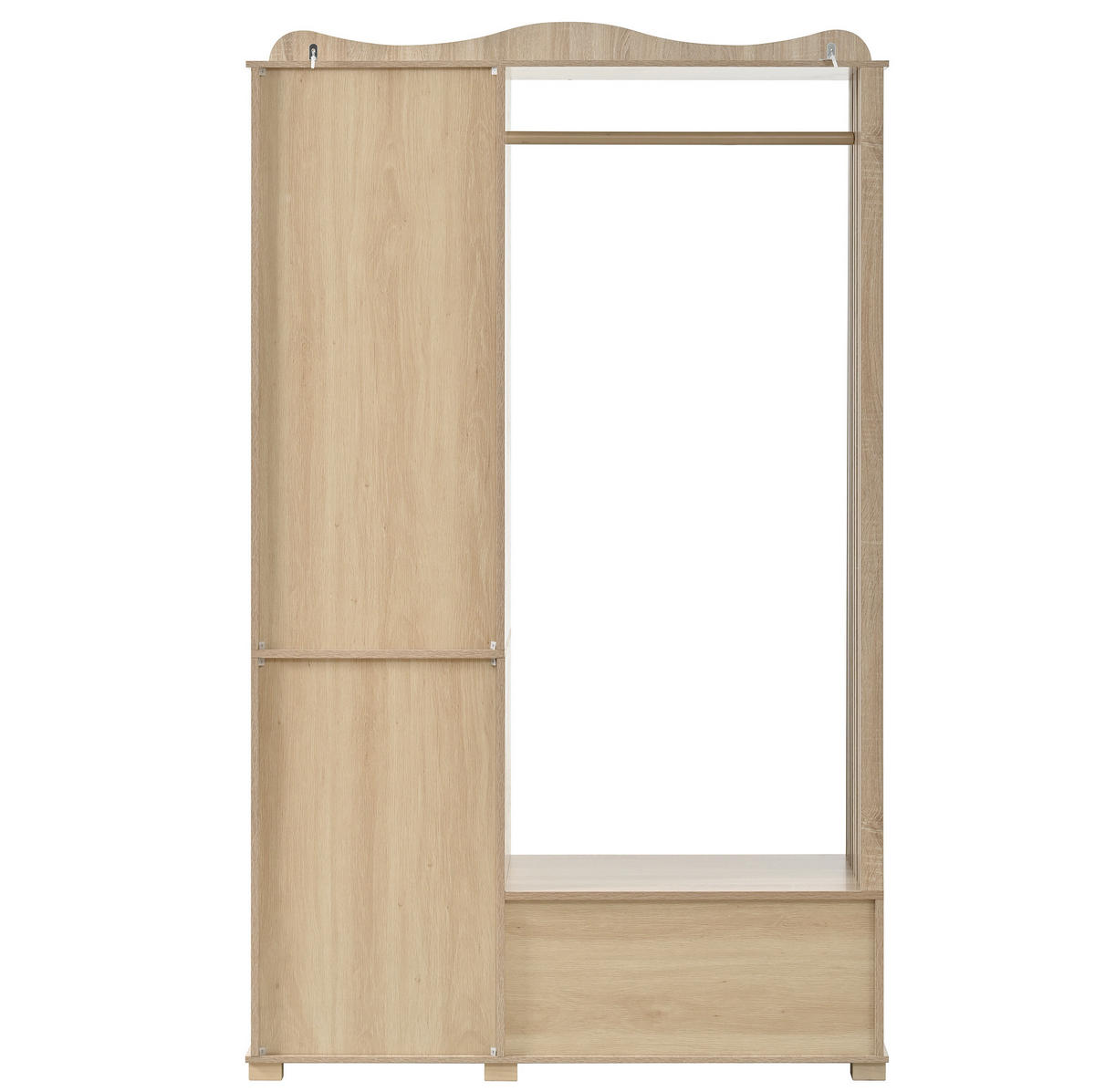 GARDEROBENSCHRANK mit Spiegel und Kleiderstange 115,5 x 38,5 x 194,5 cm MDF Eiche - Hellbraun, Holzwerkstoff (38.5/194.5/115.5cm) - Beauniv