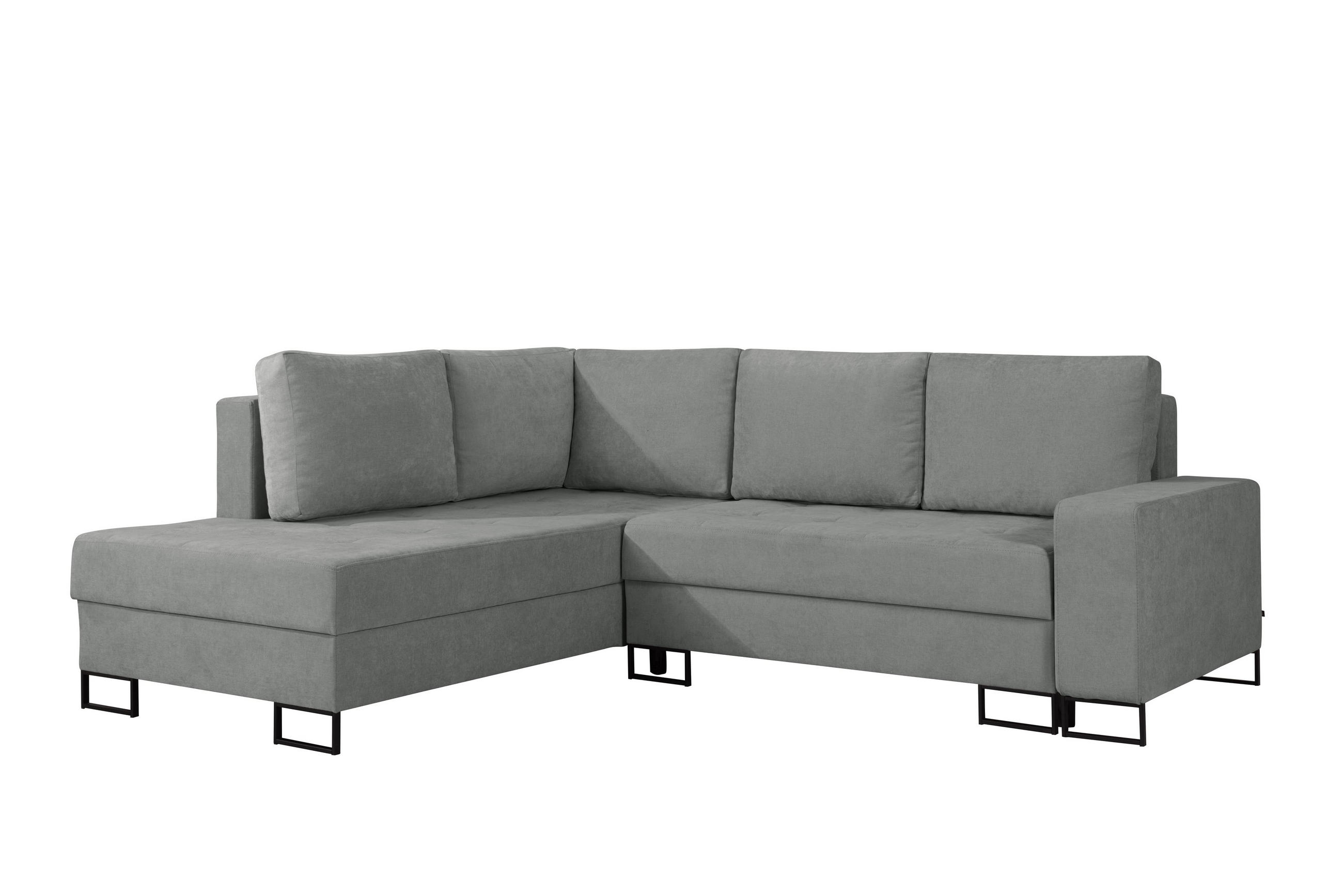 ECKSOFA mit Schlaffunktion Links Grau Chenille - 245x200 cm - Trevi - Schwarz/Grau, Holz/Holzwerkstoff (245/200cm) - Ravio