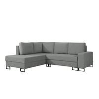 ECKSOFA mit Schlaffunktion Links Grau Chenille - 245x200 cm - Trevi - Schwarz/Grau, Holz/Holzwerkstoff (245/200cm) - Ravio