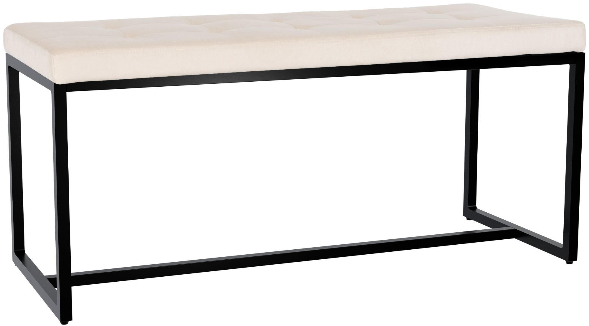 SITZBANK 100/40 cm Samt creme - Creme/Schwarz, Textil/Metall (100/48/40cm) - CLP