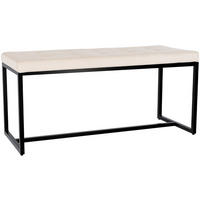SITZBANK 100/40 cm Samt creme - Creme/Schwarz, Textil/Metall (100/48/40cm) - CLP