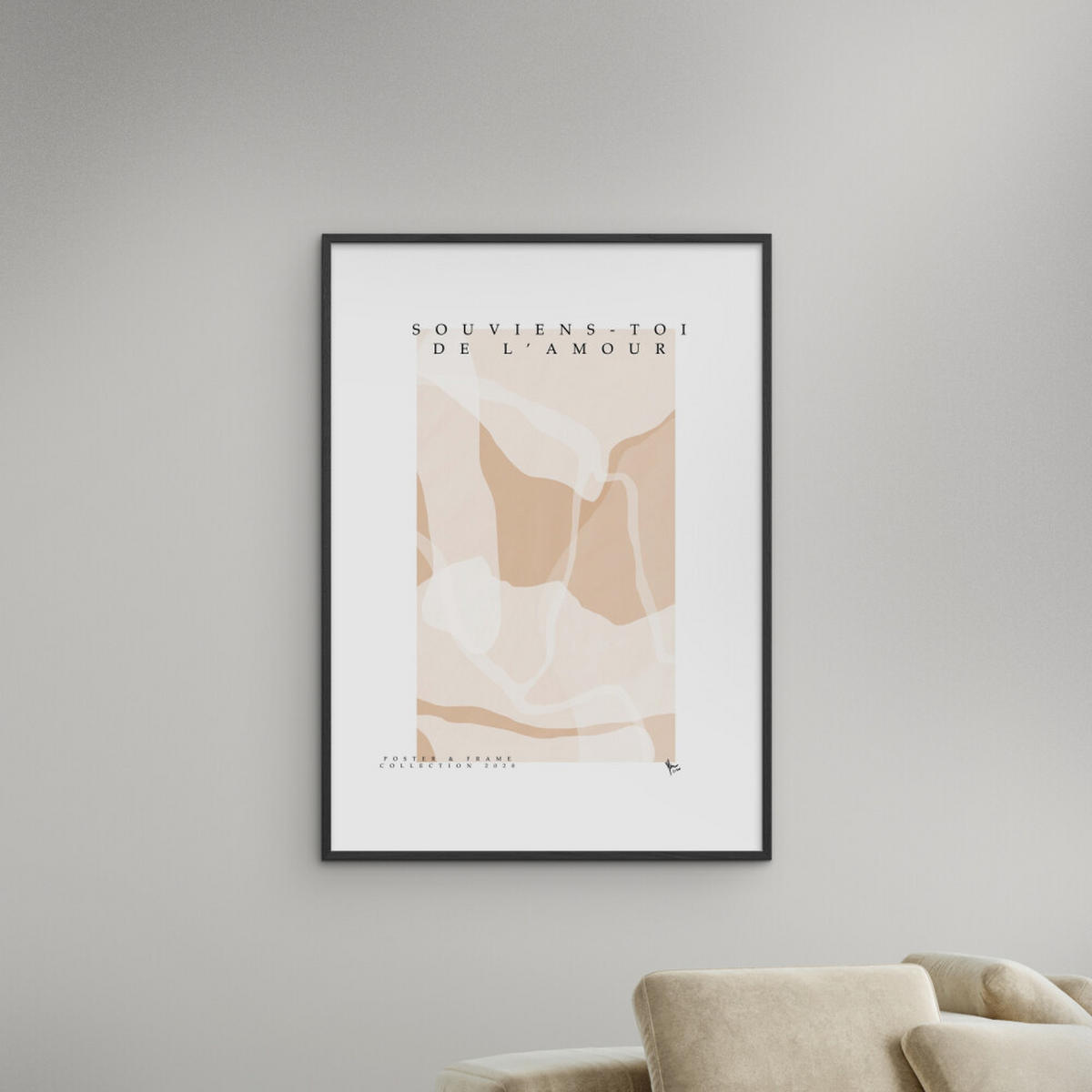 POSTER mit Rahmen Poster & Frame - Collection - Souviens Toi De L'amour - Schwarz/Naturfarben, Holz/Papier (70/100cm) - Poster&Frame