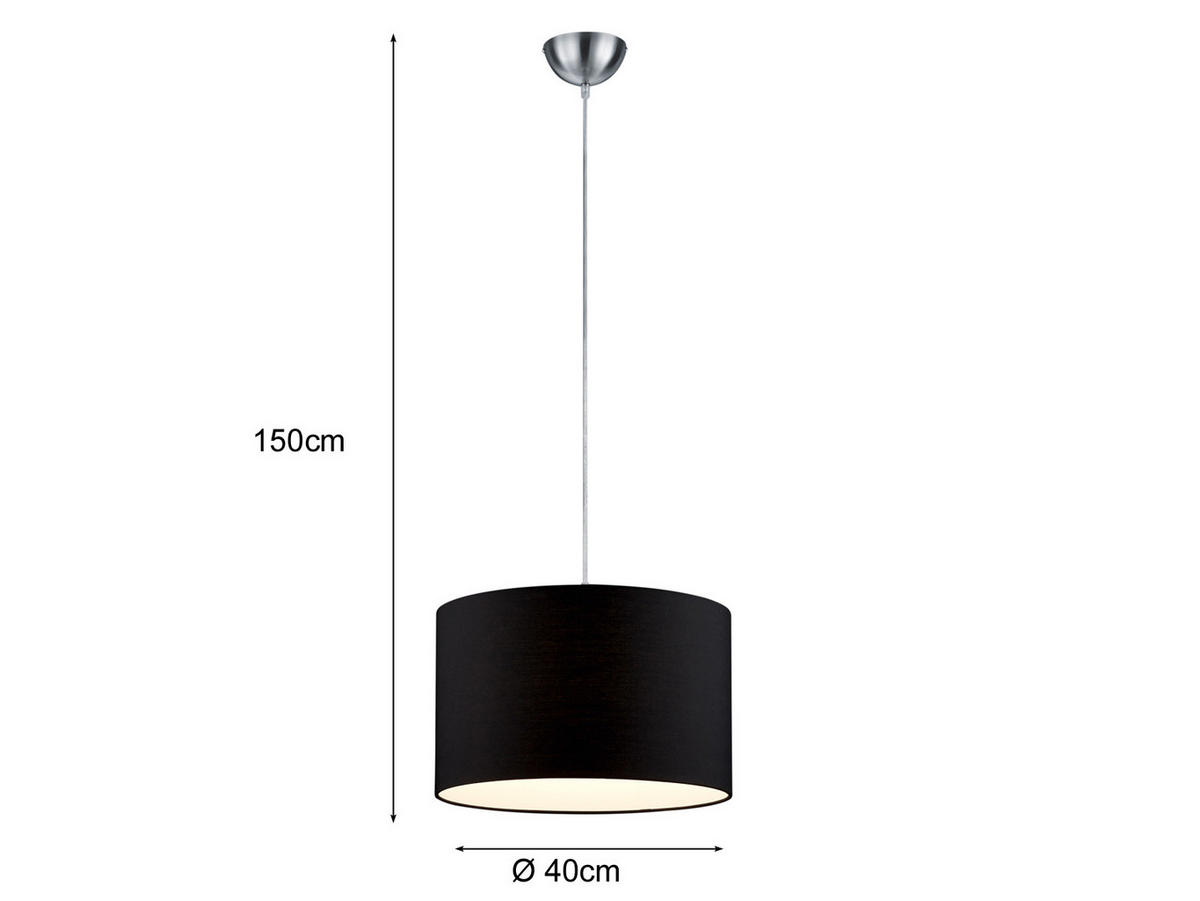 LED-PENDELLEUCHTE Ø40cm, Stoff Lampenschirm Schwarz - Schwarz, Textil (40/40/150cm) - meineWunschleuchte