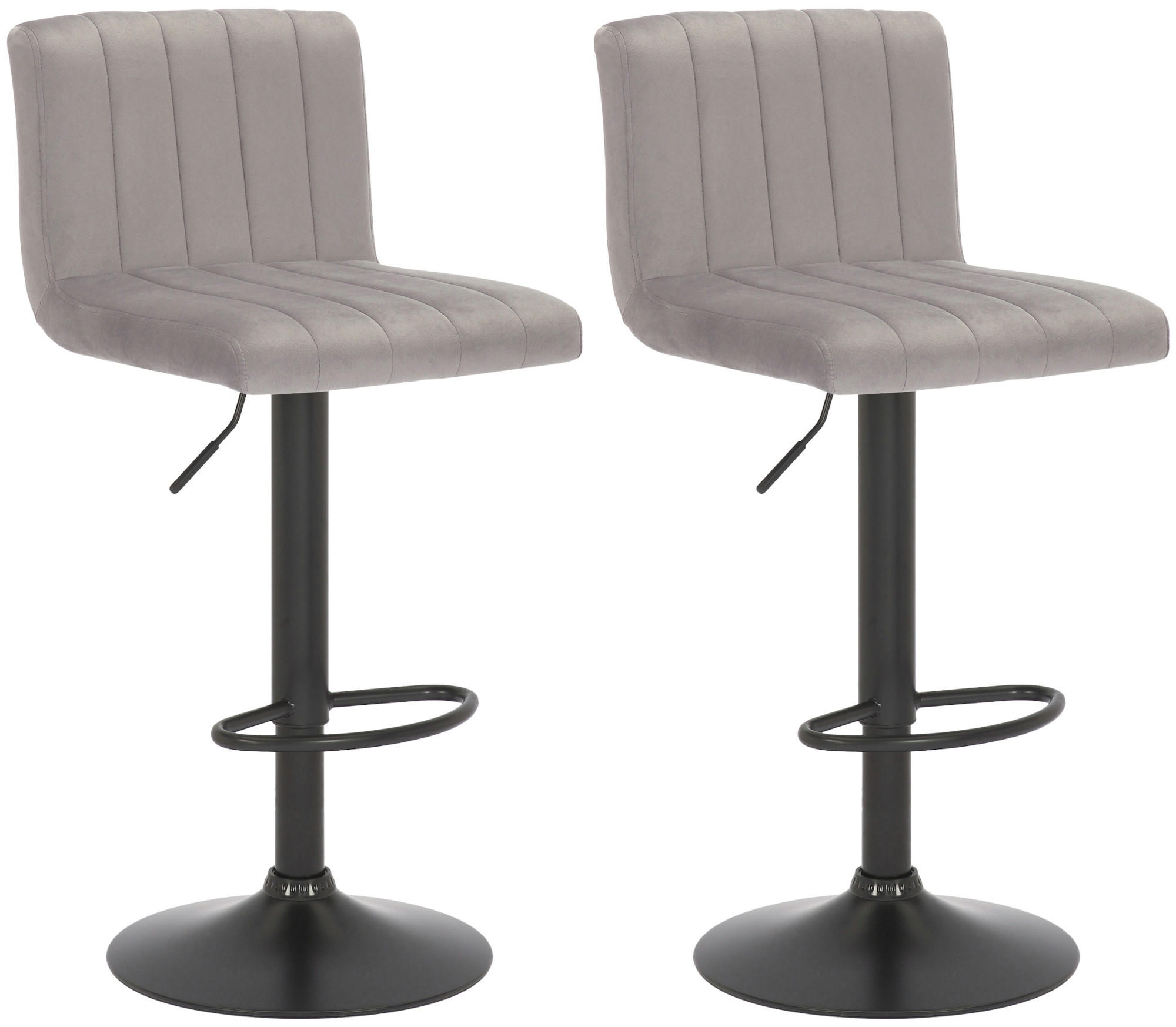BARHOCKER 2er Set Samt grau - Grau, Textil/Metall (41/87/49cm) - CLP