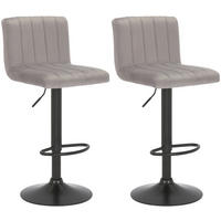 BARHOCKER 2er Set Samt grau - Grau, Textil/Metall (41/87/49cm) - CLP