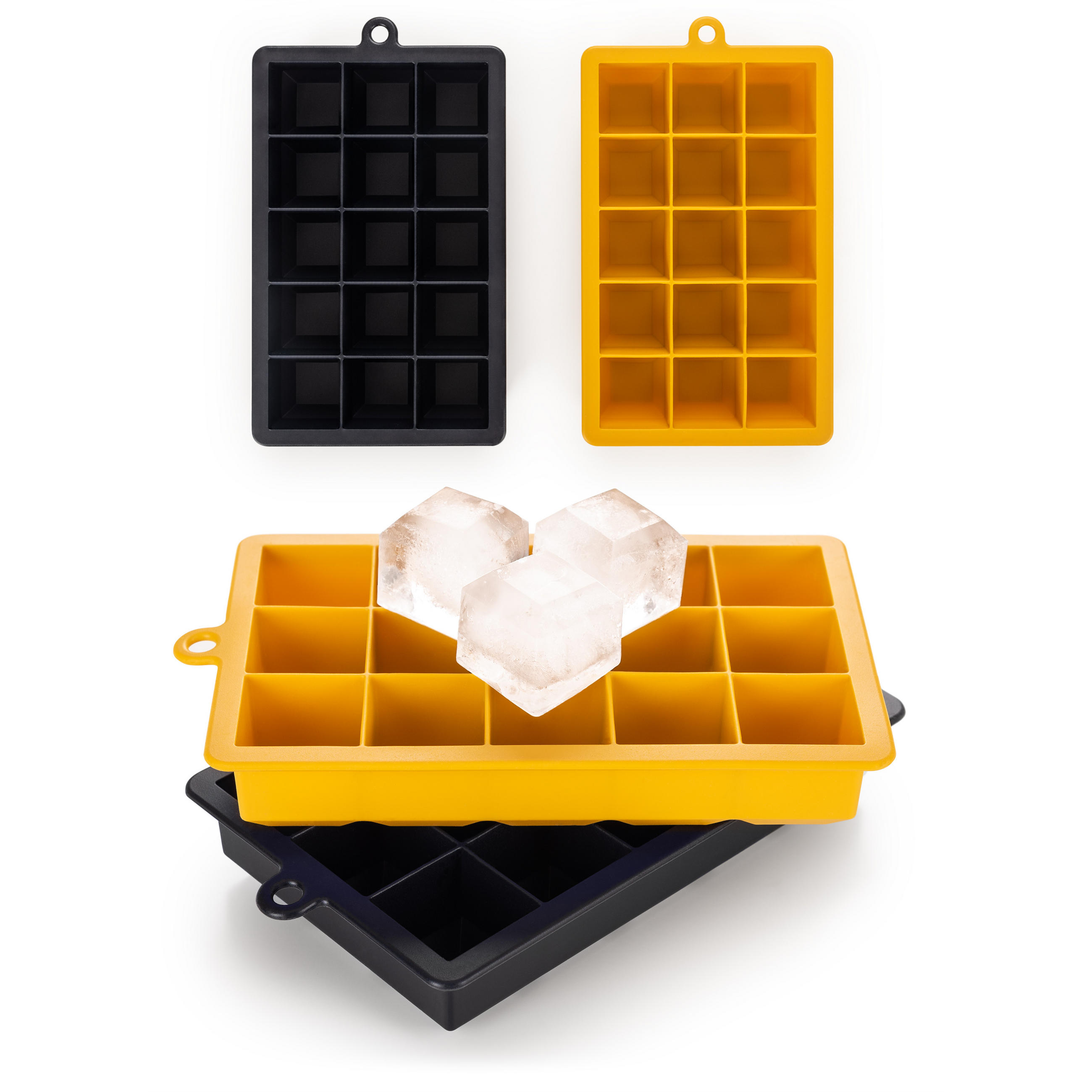 EISWÜRFELFORM Silikon, BPA-Frei, 2x15, Currygelb - Currygelb, Kunststoff (18.6/3.3/11.7cm) - Blumtal