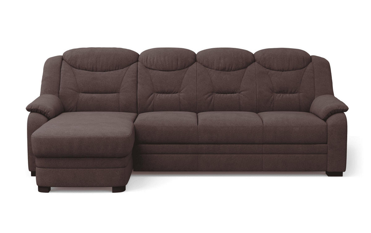ECKSOFA mit Schlaffunktion – weiches Chenille-Gewebe - Rotbraun/Dunkelbraun, Holz/Kunststoff (257/162cm) - Cotta