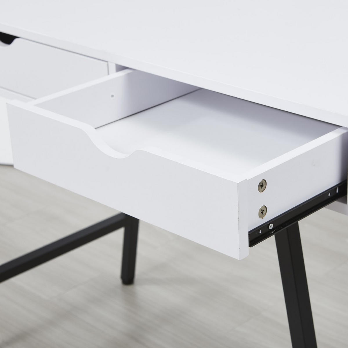SCHREIBTISCH BOSTON mit Schublade/ Weiß und Schwarzes Metall - Schwarz/Weiß, Holzwerkstoff/Metall (120/50/151cm) - Weber Industries
