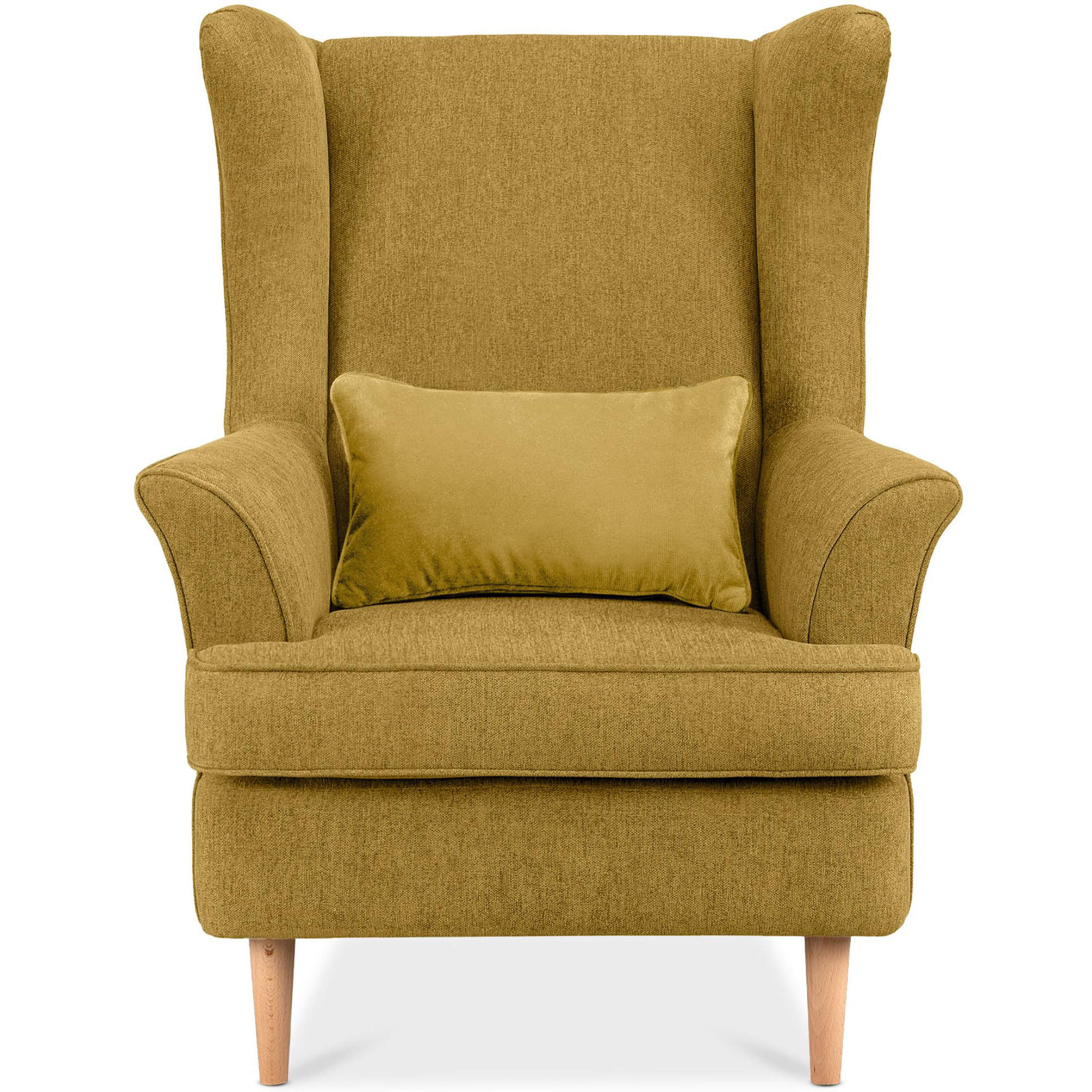 OHRENSESSEL STRALIS inklusive dekorativem Kissen, gelb - Currygelb, Textil (82/108/80cm) - KONSIMO®
