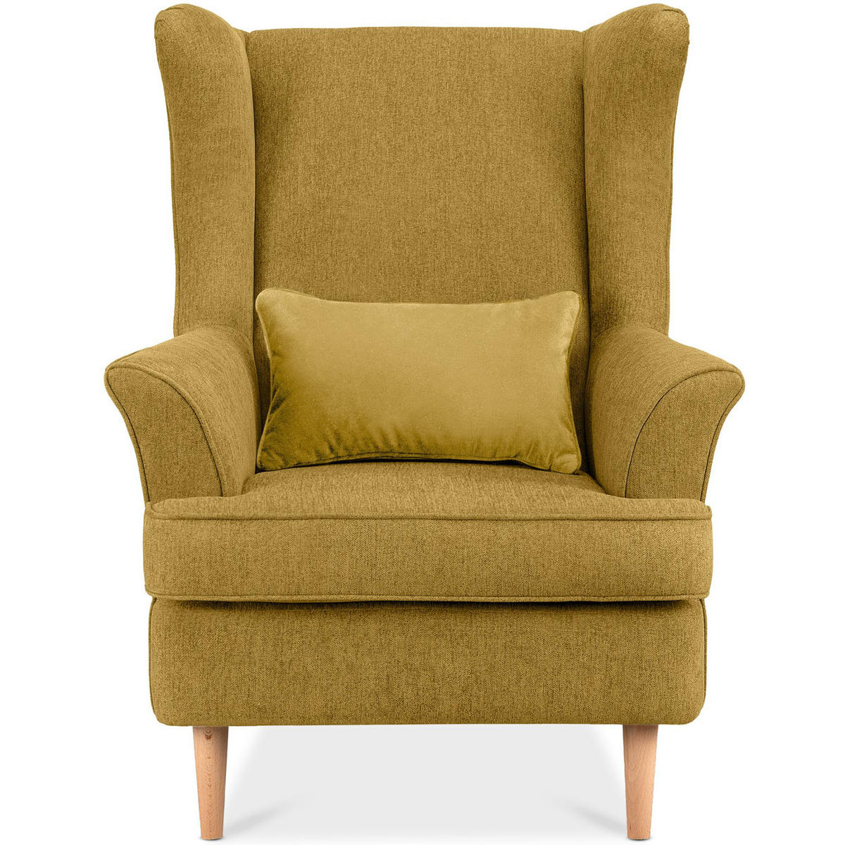 OHRENSESSEL STRALIS inklusive dekorativem Kissen, gelb - Currygelb, Textil (82/108/80cm) - KONSIMO®