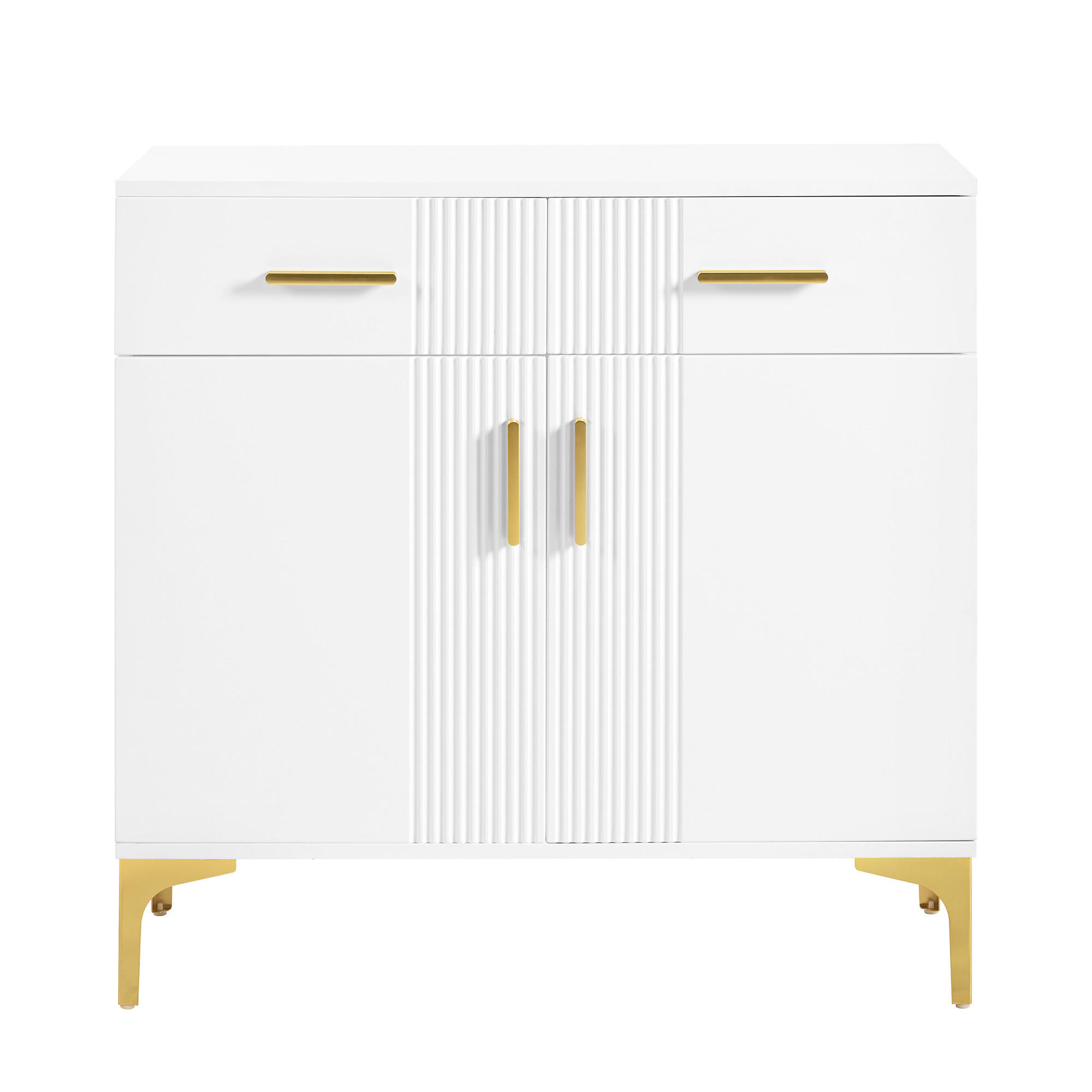 SIDEBOARD Weiß 80/35/79,5 cm 2 Türen 2 Schubladen - Weiß, Holzwerkstoff (80/79.5/35cm) - PANGIVO