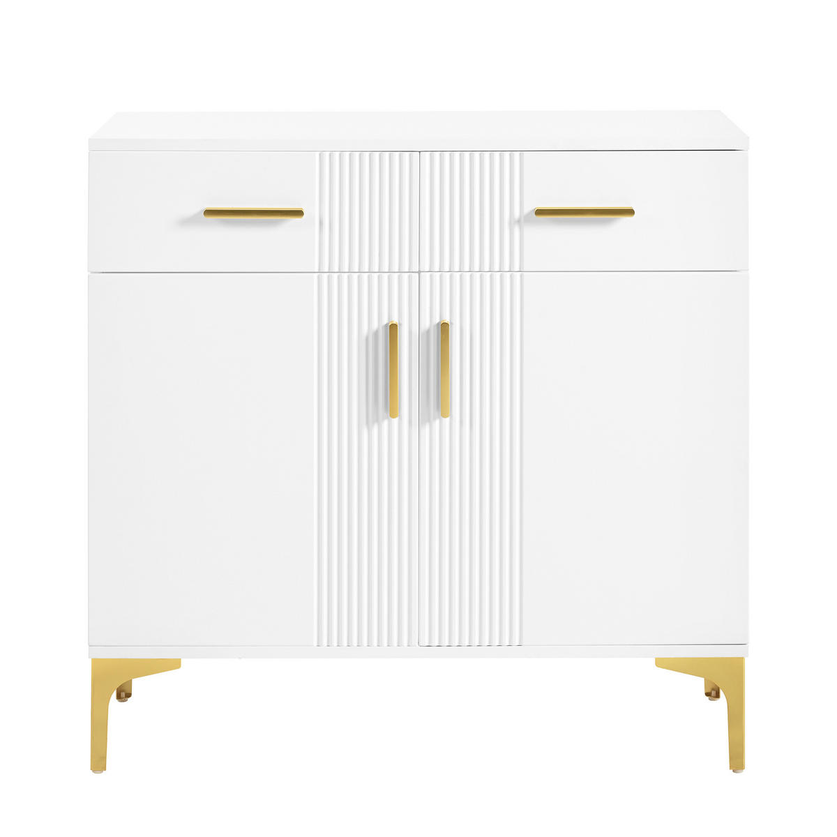 SIDEBOARD 80/35/79,5 cm mit 2 Türen & 2 Schubladen in Weiß Hochglanz - Weiß, Holzwerkstoff (80/79.5/35cm) - BEAOK