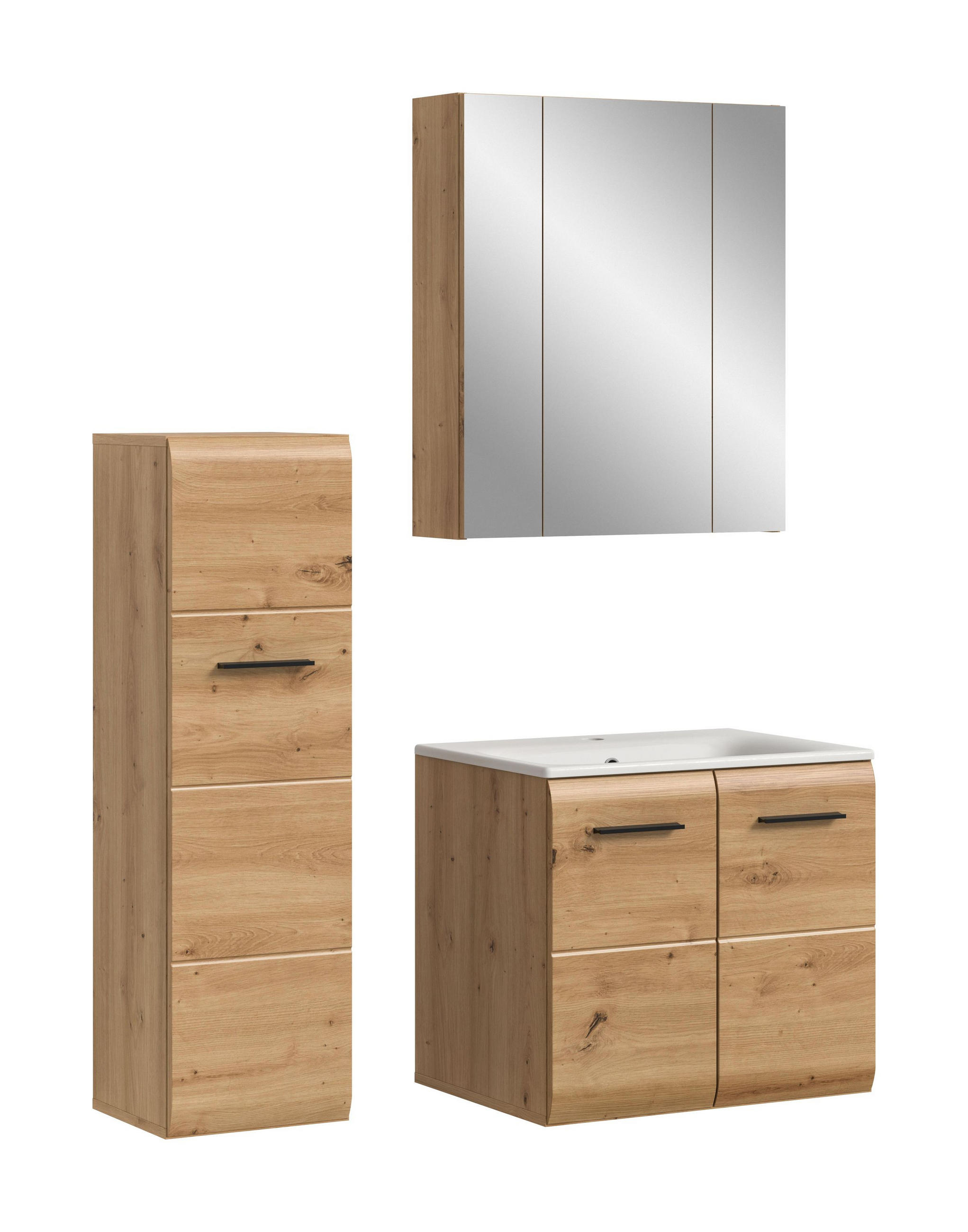 BAD-SET ICE 4-tlg. (B/H/T: ca. 105/185/46 cm) in Artisan Oak Nachbildung/Artisan Oak Nachbildung - Eichefarben, Holz (105/185/46cm)