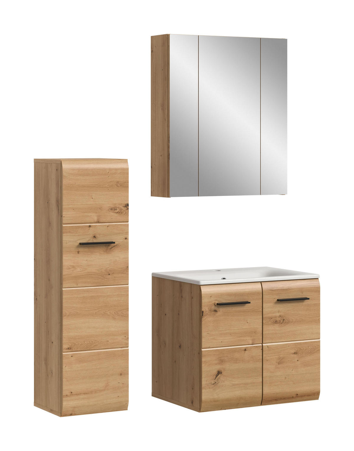 BAD-SET ICE 4-tlg. (B/H/T: ca. 105/185/46 cm) in Artisan Oak Nachbildung/Artisan Oak Nachbildung - Eichefarben, Holz (105/185/46cm)