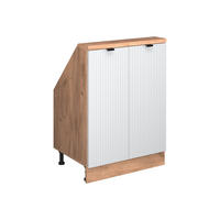 DACHSCHRÄGENSCHRANK Rion Weiß Riffel 60 x 81.6 cm mit 2 Türen - Weiß, Holzwerkstoff (60/81.6/46cm) - Vicco