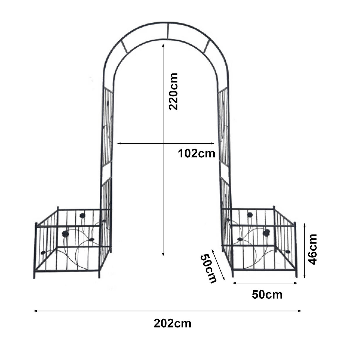 ROSENBOGEN Barisciano - Schwarz, Metall (202/220/50cm) - casa.pro